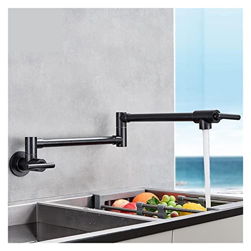 Robinet de remplissage de marmite mural noir et chrome pliant