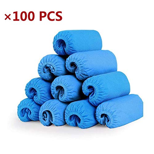 SGODDE 100 Piezas Cubrezapatos Desechables Impermeables, cubrezapatos desechables tela, cubre pies desechable para Calzado de Interior/Exterior, Anti-Agua, Anti-Barro, Reciclable (Talla 34-46, Azul)