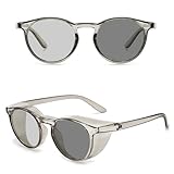 [FEISEDY]花粉メガネ 花粉サングラス ブルーライトカット 偏光 調光 変色 UVカット 保護 花粉防止 メンズ レディース 紫外線カット 軽量 花粉症 飛沫 防風 防塵 釣り おしゃれ グレー B1296