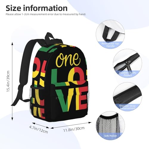 One Loves Jamaican Rasta Reggae Backpack 15 Inch Laptop Backpacks Casual Daypack Travel Rucksack Sport Backpack Adjustable Straps Work Bags for Gym Camping Hiking4