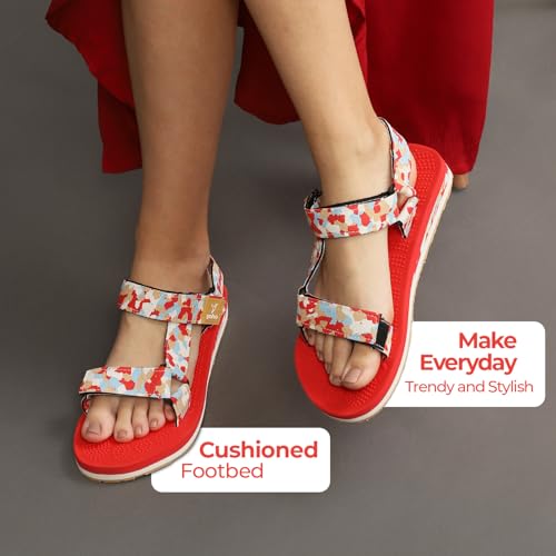 Image of YOHO EVA Sandals for Women | EVA sole | Comfortable cushioned sole with TPR base | Lightweight | Soft skin friendly straps | Adjustable straps | Velcro closure | Vibrant colour options