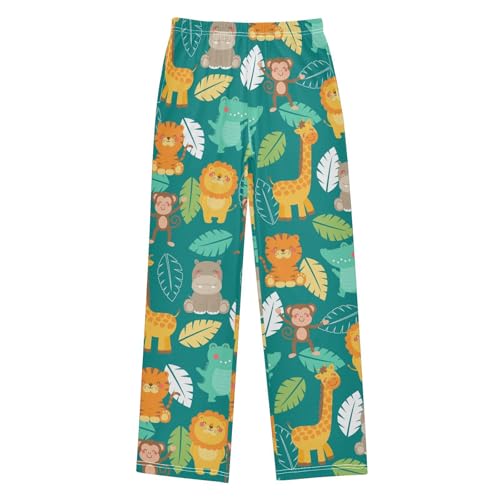 ZZXXB Lovely Lion Hippo Boys Long Pants Soft Trousers Elastic Waist Kids Lounge Bottoms with Pockets S-XL