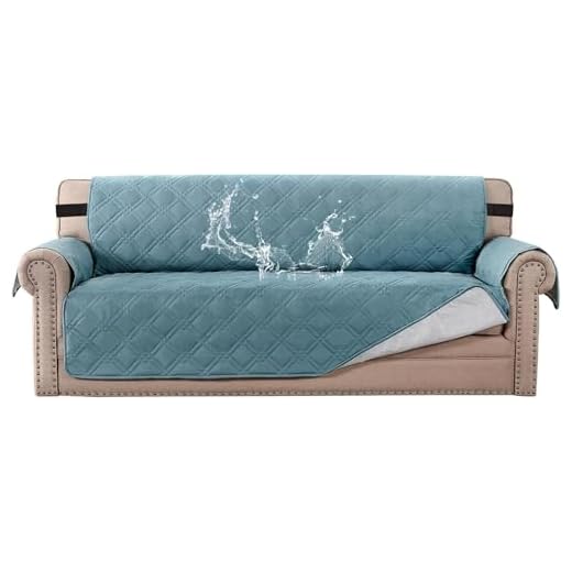 H.VERSAILTEX 100% Waterproof Sofa Protector Cover Couch Covers for Dogs / Pets | Sofa Covers for 3 Cushion Couch Leather Sofa Slipcovers with Non Slip Backing (Seat Width 68", Smoke Blue)