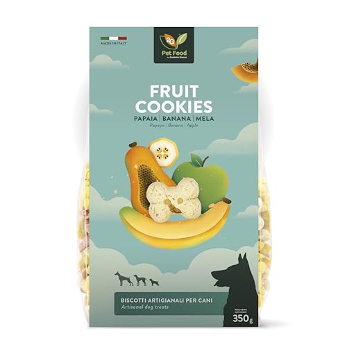 2G Pet Food Fruit Cookies Biscotti per Cani alla Frutta Snack Naturale e Salutare Made in Italy con papaia, mela e banana Croccanti e Genuini Perfetti per Tutte le Taglie e Età