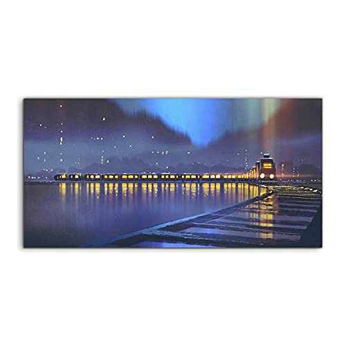 Tableau en verre trempé 140x70cm décor mural de luxe design Night train light