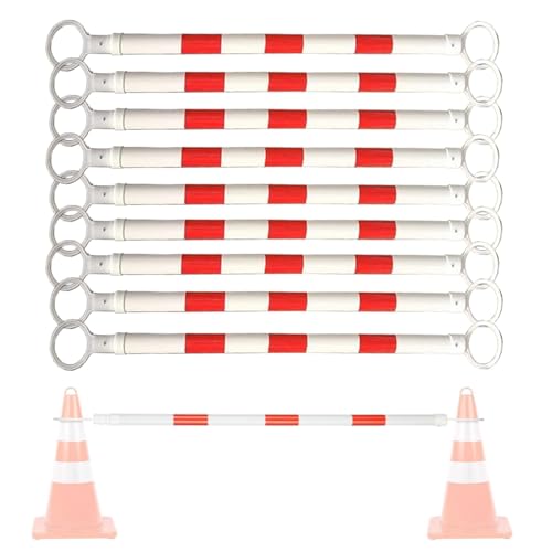 ERRULAN 10 Pack Retractable Traffic Cone Bar from 4 ft to 7.2 ft, Traffic Barricade Retractable for Parking Lots, Temporary Crowd Control System for Road Work Construction