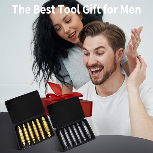 12 Pack Screw Extractor, Gifts for Men, husband gifts, Golden and Silver Screw Extractor Set, Easy To Remove Rusty and Broken Screws and Broken Hardware Drill Tools