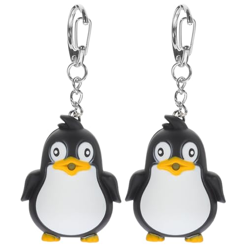 Amosfun Llavero PingüIno Led Con Sonido Personalizable 2 Piezas Colgante Negro De Metal Y PláStico Para Llaves IluminacióN Para Uso Nocturno Regalo Creativo Para compañeros Y Familia