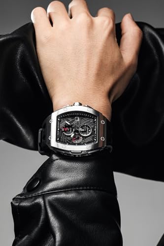 Image of TSAR BOMBA Men's Luxury Quartz Watch, Luminous Dial 5ATM Water Resistance Silicone Strap Men's Wristwatch Ideal Gift for Men