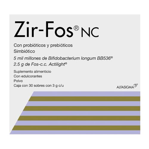 Zir-Fos Probiótico y Prebiótico | Mejora la Digestión, Reduce el Estreñimiento | Equilibrio de la Microbiota Intestinal con Bifidobacterias | 30 Sobres