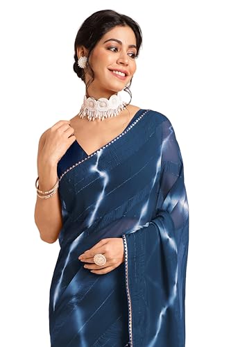 Image of MIRCHI FASHION Women Saree Shibori Print Chiffon | Elegant Festive and Functional Sari for All-Day Comfort with Matching Blouse