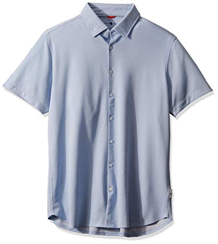 Stone Rose Men's Performance Knit Textured Short Sleeve Shirt, Blue, 7/XXXL