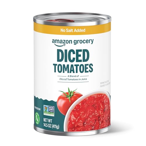Amazon Grocery, Diced Tomatoes, No Salt Added, 14.5 Oz (Previously Amazon Fresh, Packaging May Vary)