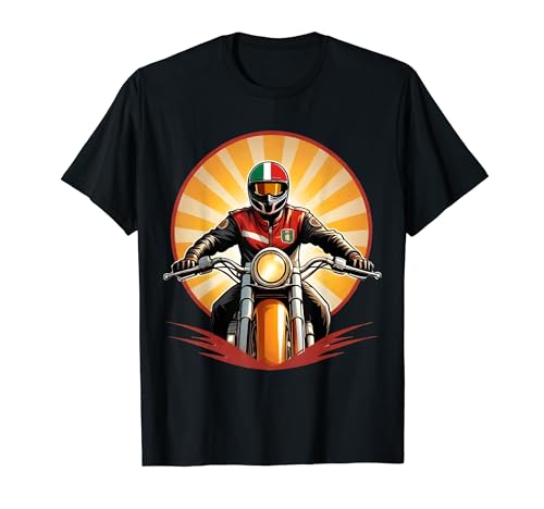 Cool motociclista biker vintage Italia bandiera moto Maglietta