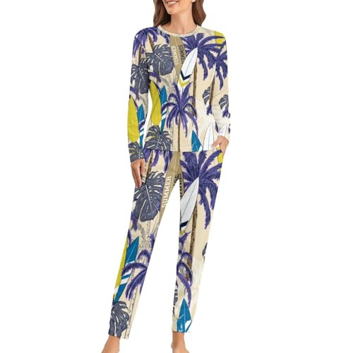 Pyjama femme avec pantalon fluide pour des soirées cocooning palmier