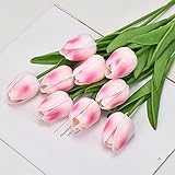 ZEYRU 35 cm Flor de tulipán tulipán Artificial Bo10/5 uds PE Espuma Flor Falsa para decoración de Ceremonia de Boda hogar jardín BoDecor-melocotón en Polvo, 5 uds.