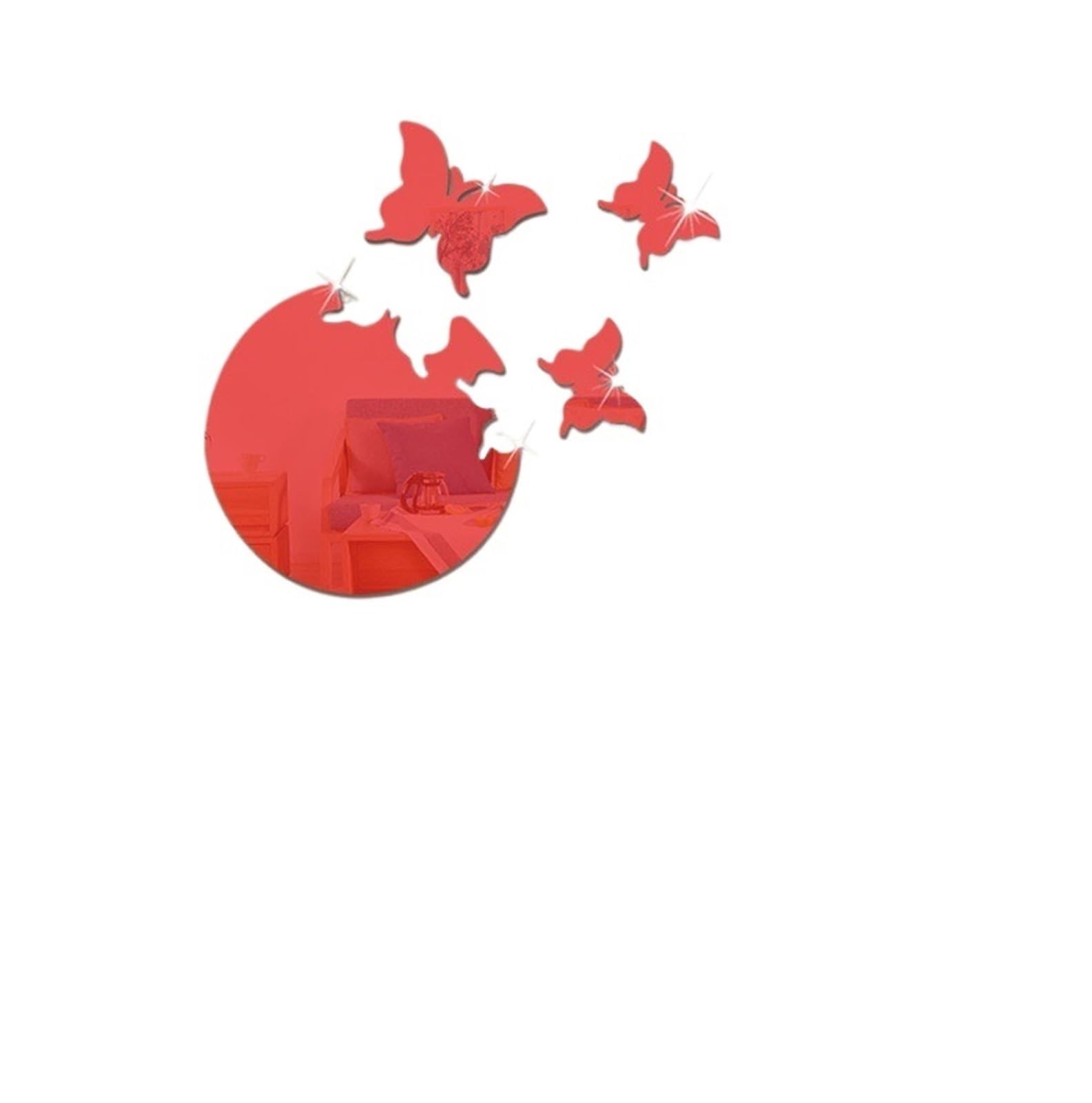 Butterfly 3D Mirror Wall Stickers Home Room Decoration WALL ART Decals Decor(Red)