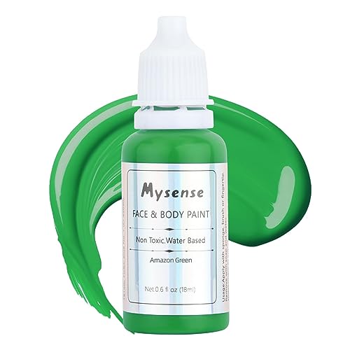 Mysense Amazon Green Face Body Paint,Water Based Washable Face Paint,Non-toxic Cream Body Paint for Adults,Halloween Costume Cosplay SFX Zombie Witch Makeup,0.6 OZ (18ml)
