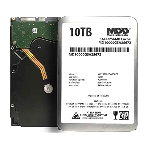 MaxDigitalData (MD10000GSA25672) 10TB 7200RPM SATA 6Gb/s 256MB Cache 3.5inch Internal Desktop Hard Drive - 3 Years Warranty (Renewed) Cover