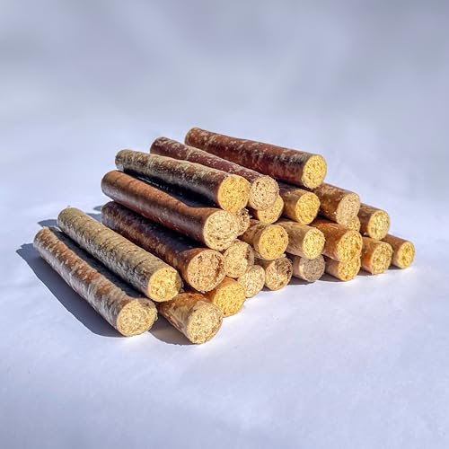 Naturbiss Hundezigarren aus HÄHNCHEN - 20 Stück (12 cm) - Barf Leckerlis Hypoallergen & Getreidefrei Zigarre - Monoprotein, 98% Muskelfleisch Rollen - Hähnchenfleisch Trockenbarf für Hunde