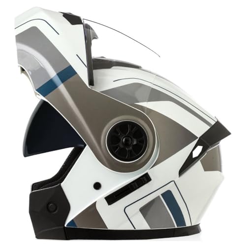 Casco Integral para Motocicleta, Homologado Según ECE 22.06, Modular, Abatible, con Doble Visera Y Protección Integral Unisex. G,L/(59~60cm)