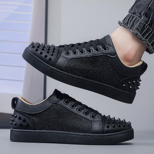 Men's Rivet Punk Sneakers Casual Fashion Low Top Lace Up Non-Slip Y2K Street Sneaker Comfortable Goth Dance Date Shoes4