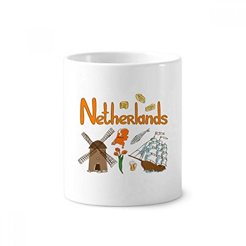 Mug Pays-Bas céramique 350 ml tasse blanche motif landmark hollandais et porte-stylo de bureau