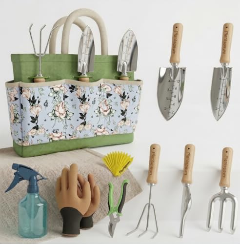 9 PCS Gardening Tools Set with Bag | Heavy-Duty Rust-Proof
