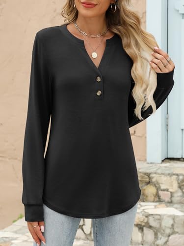 ANRABESS Women's Long Sleeve Shirts 2025 Fall Henley Business Casual Tops Cute T-Shirts Work Blouses Outfits Vacation Clothes4