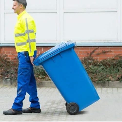 Image of Mumma's LIFE Plastic Manual-Lift 120 Ltr Wheel Garbage Dustbin with Lid & Wheels (Blue)