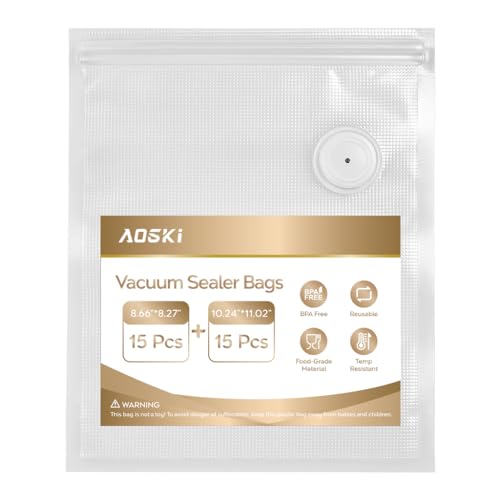 Reusable Vacuum Sealer Bags for Food: 30Pcs BPA-Free Reusable Vacuum Seal Bags with Air Valve & 2 Seal Clips, Plastic Clear Freezer Safe Vacuum Food Storage Bags, Microwaveable Seal Bags for Kitchen