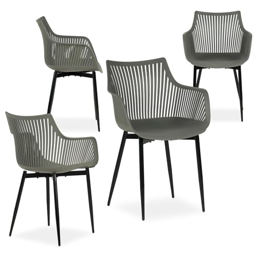 IDIMEX Gartenstühle Violetta im 4er Set, grau - Outdoor Stuhl aus...