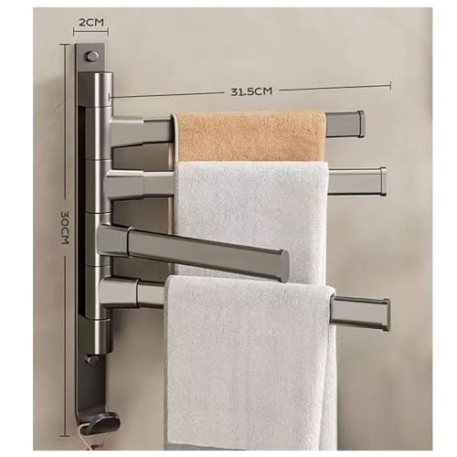 Kidayuan 2023101201 4-Pole 180 ° Rotatable Towel Bar, Aluminum Alloy Swing Arm Bath Towel Bars Bathroom Towel Rack thumb #6