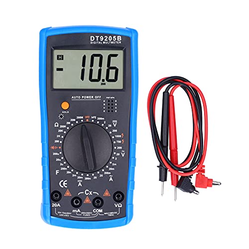  DT9205B Mini Multimetro Digitale LCD, Tester Multimetro Portatile, Tester di Capacità di Tensione Corrente AC/DC a Gamma Completa con Cicalino, Ampio Display LCD per Elettricisti,