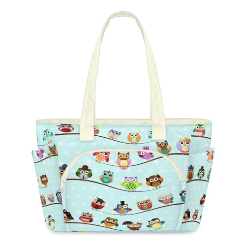 Sac de voyage et travail matelassé motif hiboux pour escapades de week-end