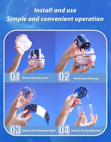 Image of One94Store Night Light Rabbit Sky Projector for Kids - 360 Rotating Lamp with 6 Films, 5 Colours, USB Operated, Bedroom & Office Decor, Birthday Gift for Children