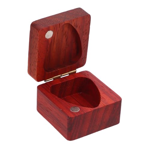 Kisangel Tiny Guitar Pick Holder Wooden Storage Box for Plectrums Creative Organize and Protect Guitar Picks Present for Guitar Lovers Rosewood Container