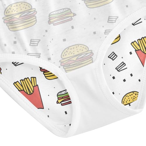ZZKKO Burgers Fries Girls Underwear Toddler Panties for Girls Comfort Brief Size 2-8T4