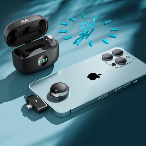 Microfone de Lapela Sem Fio FAM BELL M2 - Áudio Profissional, Compacto, Leve, com Redução de Ruído e