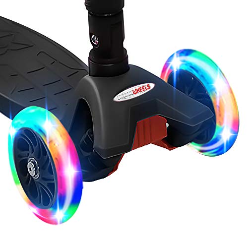 Image of ChromeWheels Foldable Scooters for Kids, Deluxe Kick Scooter 4 Adjustable Height 132lbs Weight Limit 3 Wheel, Lean to Steer LED Light Up Wheels, Best Gifts for Girls Boys Age 3-12 Year Old