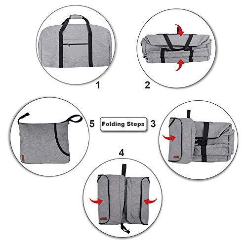 Vogshow Travel Duffel Bag, 75L Foldable Overnight Weekender Bag With Shoes Compartment for Men Women Convertible Luggage Bag Water-Resistant Large Gray