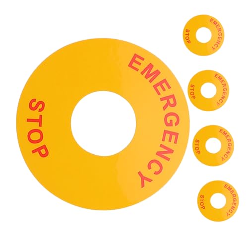 Artibetter Emergency Stop Warning Decals for Electrical Equipment 5pcs Self-Adhesive Stickers Safety Instructions for Machinery and Industrial Use