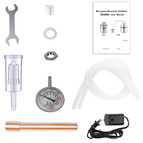 Image of Shine Still Alcohol Distiller 5 Gallon Upgraded Copper Tube with Stainless Steel Pot Thumper Keg Thermometer Water Pump Home Brewing Kit for Wine Making Whisky Brandy Vodka