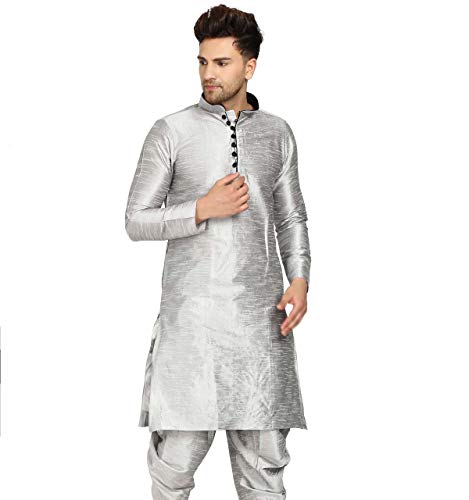 Image of Men's Ethnic Silk Loop Button Kurta