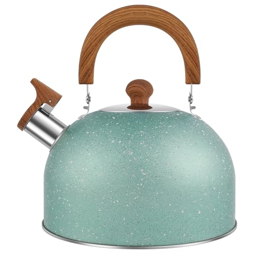 Bouilloire sifflante avec poignée anti-brûlure, bouilloire de 2,5 L en acier inoxydable de qualité alimentaire, théière de camping de style rétro pour cuisine, cuisinière à gaz, cuisinière à induction