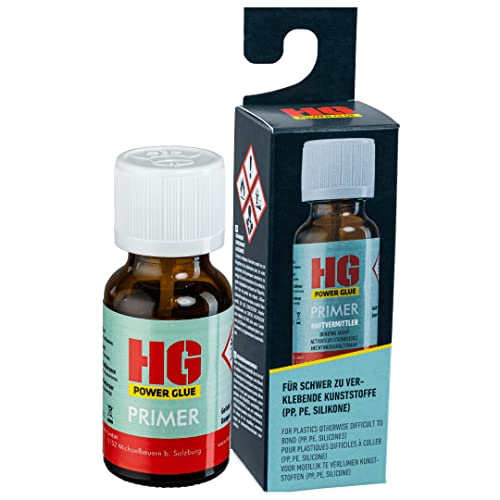 HG POWER GLUE Primer - Klebevorbehandlung Haftvermittler für PP, PE, TPE, EPDM, PTFE, Silikon, wachs- oder ölhaltige Kunststoffe - unverzichtbar im KFZ-Bereich und Haushalt (15 ml)