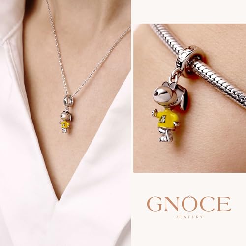 GNOCE Peanuts Snoopy Joe Cool Dangle Charm Bracelet for Women, S925 Sterling Silver Dangle Charms for Women Wife, Valentine‘s Day, Mother’s Day Jewelry3
