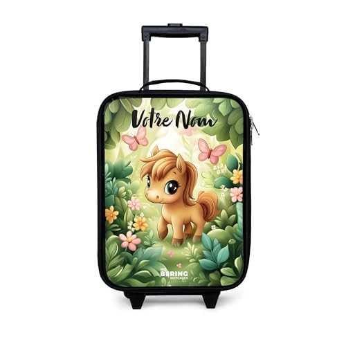 NoBoringSuitcases.com® Valise Enfant Personnalisé avec Un Nom 48x31x19 cm Ultra Légère Bagages À roulettes LED pour Enfants Petite Voyage Bagage Bebe -...