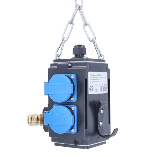 as - Schwabe MIXO Energiewürfel - Hängeverteiler - Stromverteiler - 4 Schutzkontaktsteckdosen 230 V, 16 A mit Druckluftanschluss - Anschlussfertig verdrahtet - IP44 - Made in Germany - Schwarz, 60732