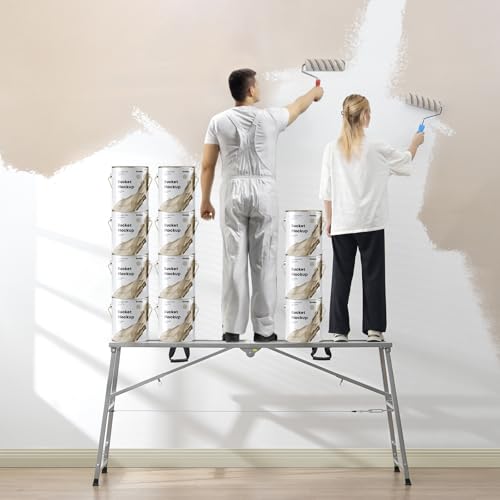 VEVOR Arbeitsplattform 900-1500 mm, zusammenklappbare Trittleiter aus legiertem Stahl, tragbare Arbeitsbühne, Tragkraft 400 kg, Trittbank Hocker zum Malen von Trockenbauwänden, Reinigen, Waschen